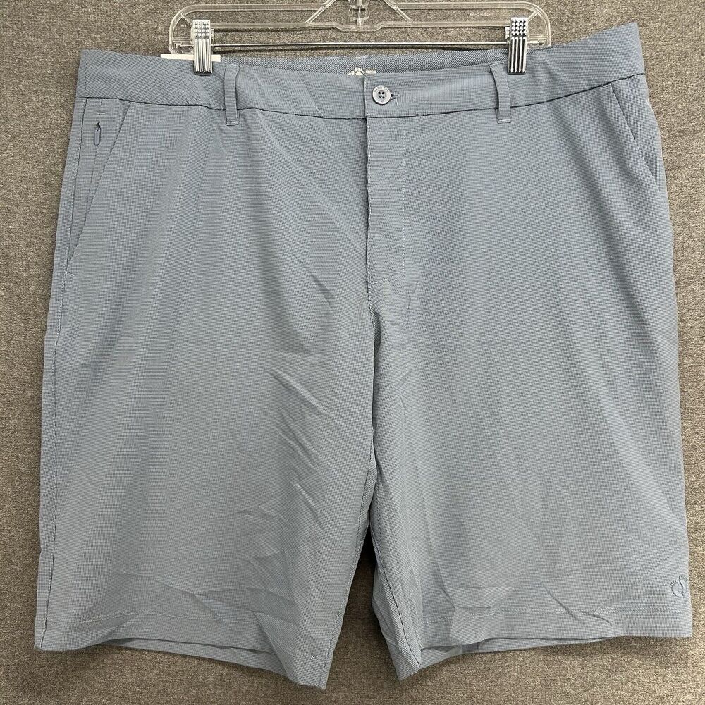 NWT Hang Ten Shorts Men 40 Blue Plaid Checker Chino Flat Front Drawstring Casual